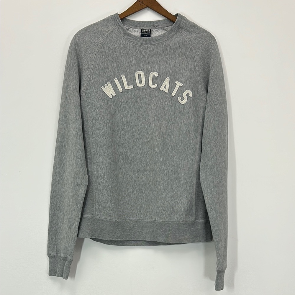 Roots Crew Neck Sweater Grey Women's Size Small Yoga Run Walk Relax Cozy Lounge